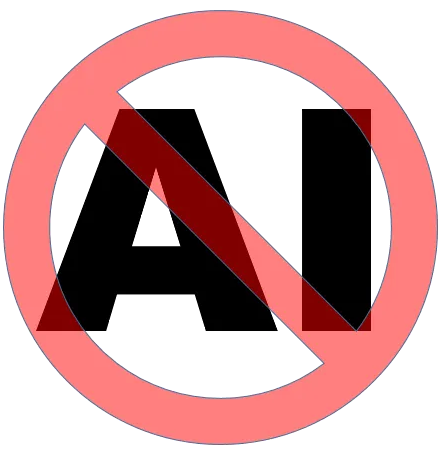 Image of 'AI' with a red 'no' slash through it